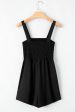 Black Casual Pocketed Smocked Sleeveless Romper For Sale