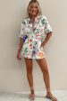 Ricrac Trim Floral Short Sleeve Shirt and Shorts Outfit Hot on Sale