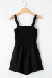 Black Casual Pocketed Smocked Sleeveless Romper For Sale