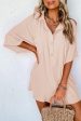 Apricot Half Button Collared Loose Romper Hot on Sale