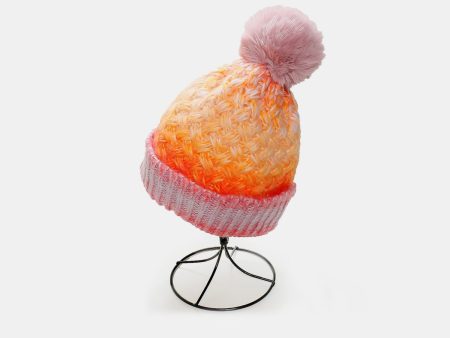 Gradient Knit Hat with Pompom on Sale