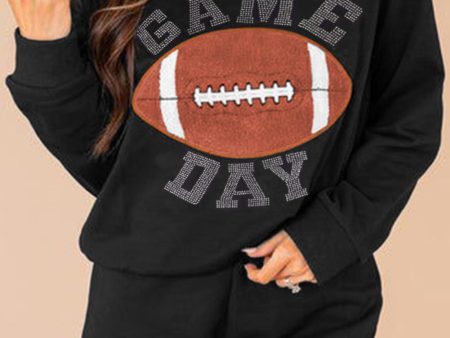 Black GAME DAY Rugby Football Graphic Pullover and Shorts Casual Outfit Fashion