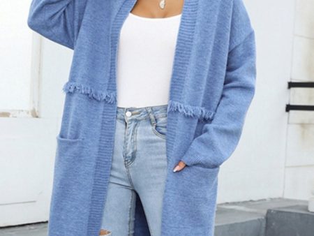 Angel Wings Open Front Pocketed Cardigan Hot on Sale