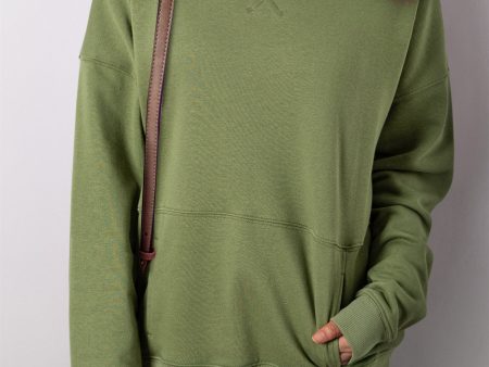 Vineyard Green Drop Shoulder Crisscross Stitching Pocketed Loose Sweatshirt Online Sale