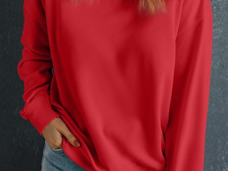 Red Solid Classic Crewneck Pullover Sweatshirt Online now