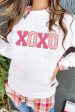 White XOXO Glitter Chenille Cable Knit Pullover Sweatshirt Supply