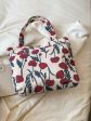 Printed Canvas Handbag with Zipper For Sale