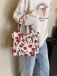 Printed Canvas Handbag with Zipper For Sale