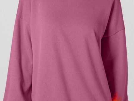 Valerian Solid Fleece Lined Drop Shoulder High Low Sweatshirt Online