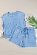 Dusk Blue Mineral Wash Tee and Drawstring Shorts Set Discount