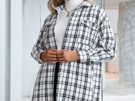 Ivy Lane Plaid Pocketed Button Up Dropped Shoulder Jacket Online now