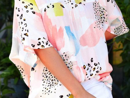 Animal Watercolor Mixed Print Loose Top Online