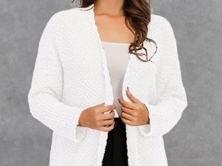 Angel Wings Pocketed Open Front Long Sleeve Cardigan Discount