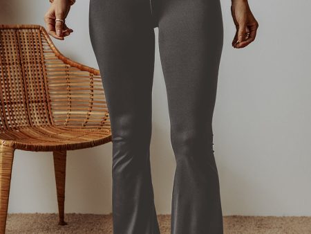 Dark Grey V Shape High Waist Flared Leggings Online now