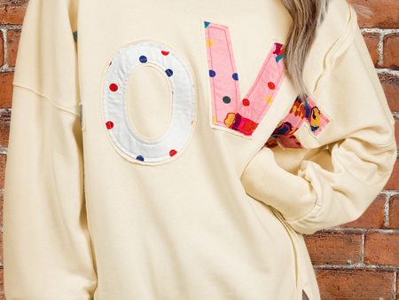 Apricot LOVE PATCH Graphic Oversized Sweatshirt Discount