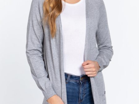 ACTIVE BASIC Open Front Long Sleeve Cardigan Online Sale