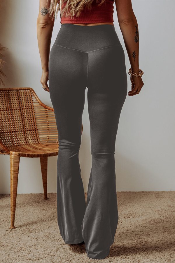 Dark Grey V Shape High Waist Flared Leggings Online now