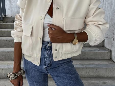 Baseball Collar Dropped Shoulder Jacket Online