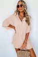 Apricot Half Button Collared Loose Romper Hot on Sale