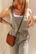 Sage Green Drawstring Buttoned Straps Cropped Overall For Discount