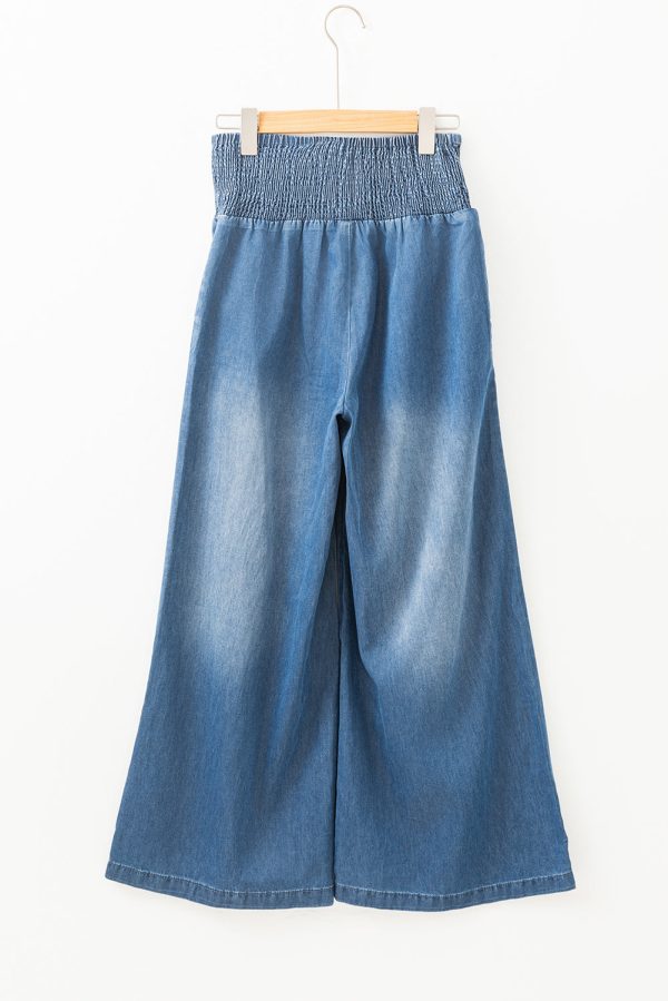 Ashleigh Blue Smocked Waist Wide Leg Jeans Online Hot Sale