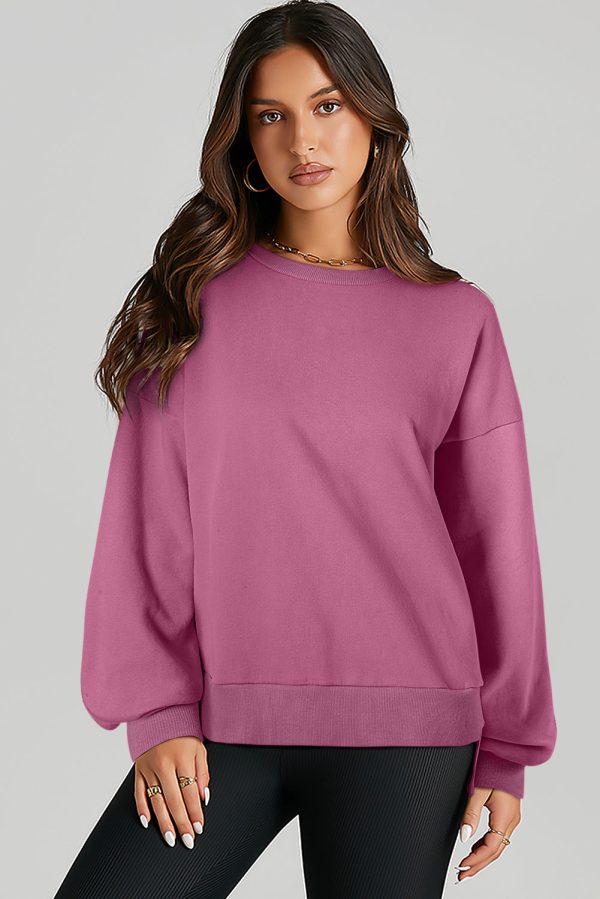 Valerian Solid O Neck High Low Hem Pullover Sweatshirt For Discount