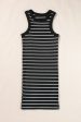 Black Stripe Ribbed Knit Tank Mini Dress Fashion