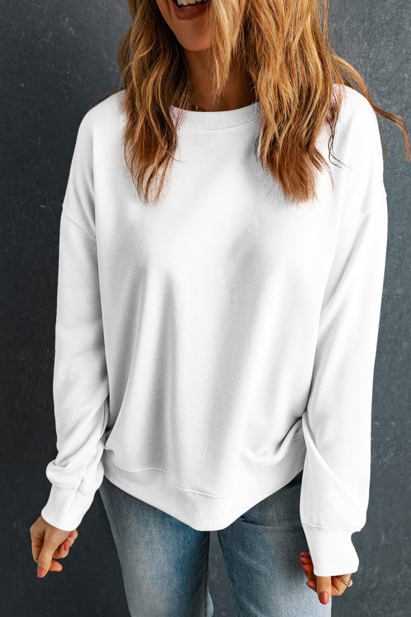 Solid Classic Crewneck Pullover Sweatshirt For Discount