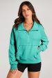 Aruba Blue Quarter Zip Stand Neck Kangaroo Pocket Sweatshirt Online now