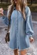 Beau Blue Risen Medium Washed Denim Shirt Dress Online