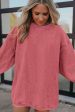 Strawberry Pink Ribbed Corduroy Oversized Sweatshirt Supply