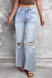 Beau Blue Vintage Light Wash Distressed Flare Jeans For Cheap