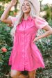 Bonbon Sequined Bubble Sleeve Tiered Ruffled Shirt Dress Sale