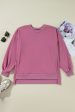 Valerian Solid O Neck High Low Hem Pullover Sweatshirt For Discount