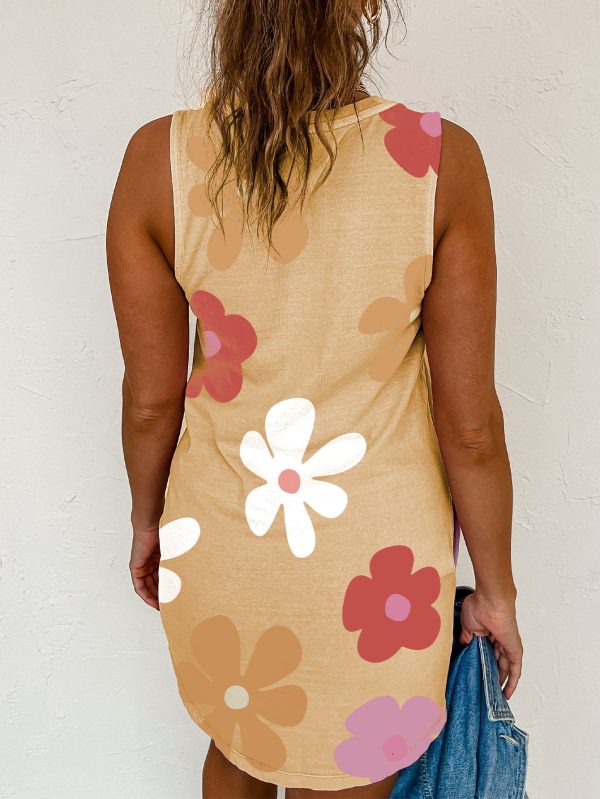 Apricot Daisy Flower Print Tank Dress Sale