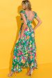 Green Floral Print Sleeveless Ruffle Tiered Maxi Dress For Discount