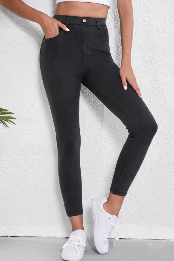 Black Skinny Fit Ankle High Waist Jeans For Discount