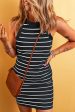 Black Stripe Ribbed Knit Tank Mini Dress Fashion