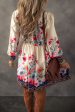 Apricot Floral Print Buttoned High Waist Shirt Mini Dress on Sale