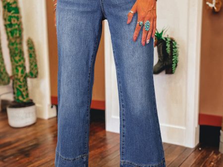 Ashleigh Blue Mineral Wash High Waist Bell Bottom Crop Jeans For Cheap