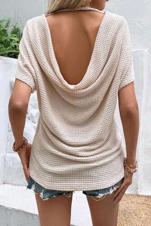 Apricot Draped Open Back Textured Tee Online now