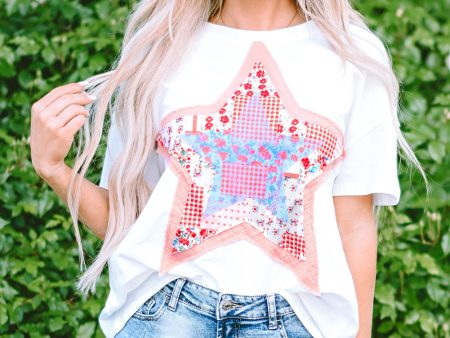 White Star Patchwork Loose T-shirt Online