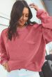 Strawberry Pink Ribbed Corduroy Oversized Sweatshirt Supply