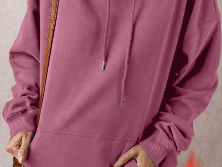 Valerian Fleece Lined Kangaroo Pocket Drawstring Chunky Hoodie on Sale