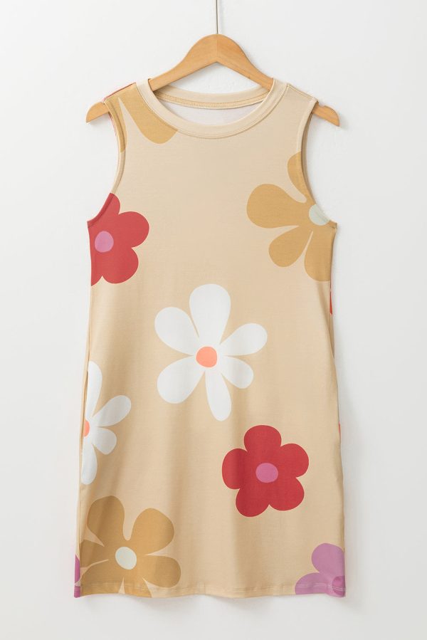 Apricot Daisy Flower Print Tank Dress Sale