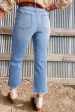 Beau Blue Mineral Wash Raw Hem High Waist Flared Jeans Online