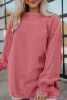 Strawberry Pink Ribbed Corduroy Oversized Sweatshirt Supply