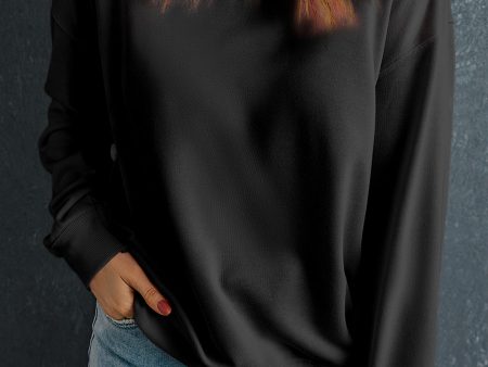 Black Solid Classic Crewneck Pullover Sweatshirt Sale