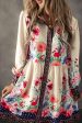 Apricot Floral Print Buttoned High Waist Shirt Mini Dress on Sale