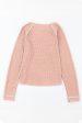 Apricot Pink Textured Round Neck Long Sleeve Top Online now